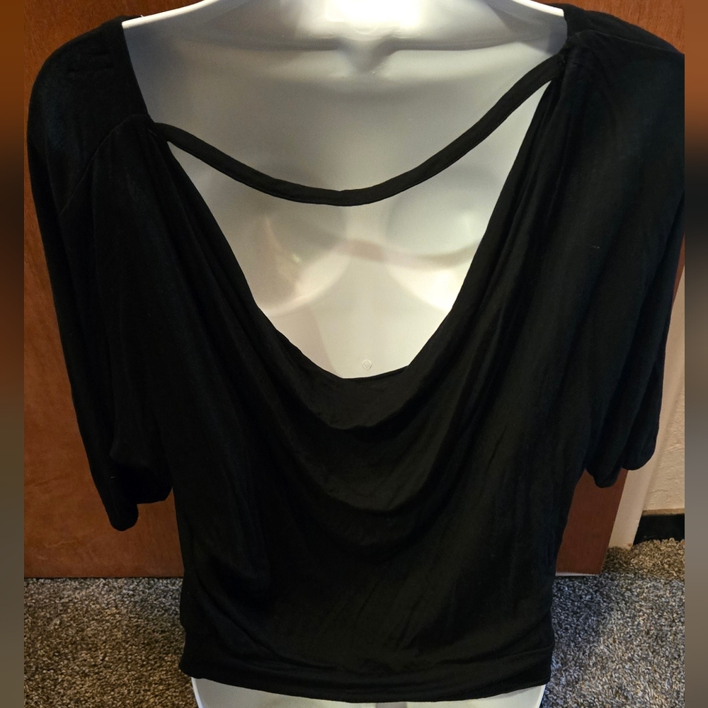 Kenar Women's Black Drop Shoulder draped Back Top SzL - Picture 6 of 6